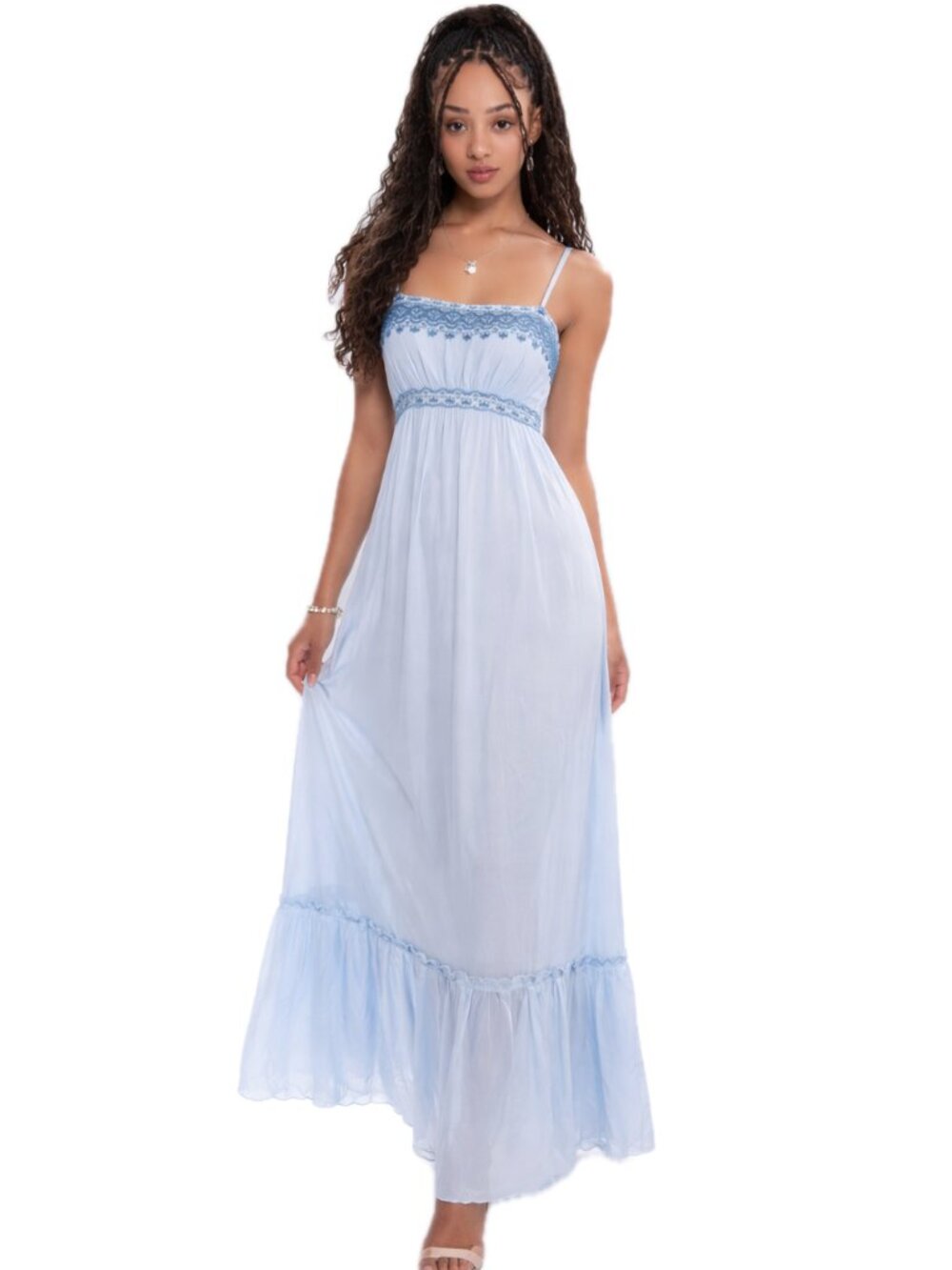 Vintage Chemise Ruffle Maxi Sleepwear Nightgown